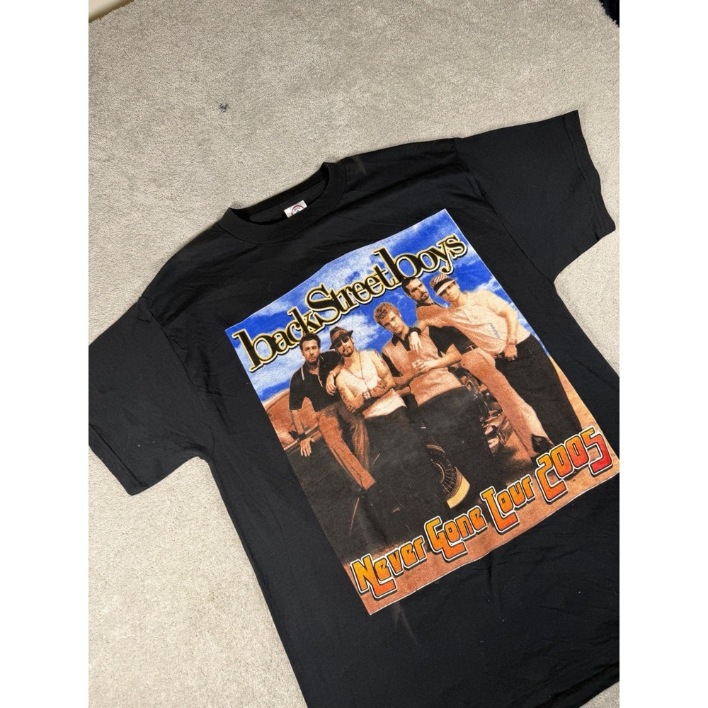 Backstreet Boys Never Gone Tour 2005 T Shirt Mens Large Black Concert Band Y2K